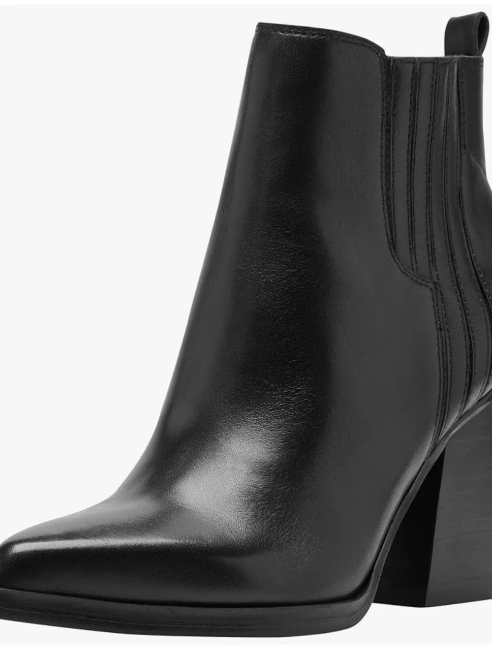 Marc Fisher Leather Ankle Boots Pointed Toe Block Heel Black Size 8 EUC